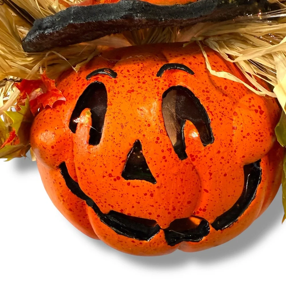 Vintage Halloween‎ PULEO 11” Fiber Optic Pumpkin Head Jack O Lantern Y2K Works